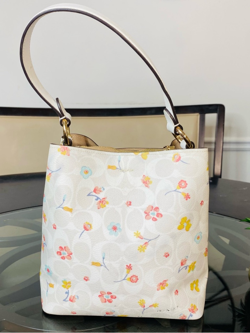COACH Small Town Bucket Bag In Signature Canvas With Mystical Floral Print - Picture 5 of 12